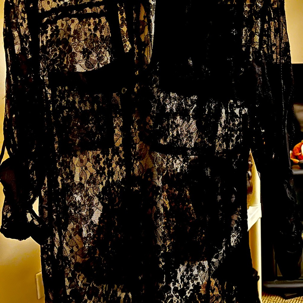 Express Black Lace portofino shirt size medium